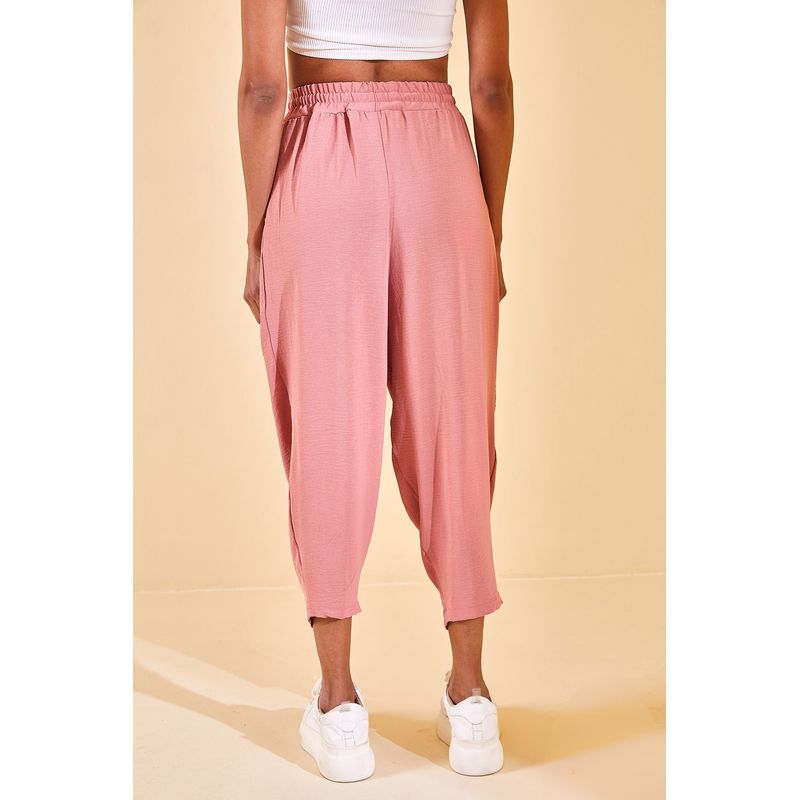Fashion, accesorii si bijuterii - Femei - Imbracaminte femei - Pantaloni femei - Pantaloni femei Jumeon, 100% bumbac, roz pudrat, 215XHN1941 - XL - Infinity.ro