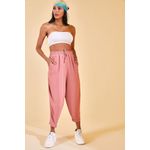 Fashion, accesorii si bijuterii - Femei - Imbracaminte femei - Pantaloni femei - Pantaloni femei Jumeon, 100% bumbac, roz pudrat, 215XHN1941 - XL - Infinity.ro