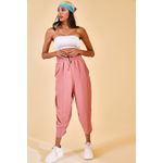 Fashion, accesorii si bijuterii - Femei - Imbracaminte femei - Pantaloni femei - Pantaloni femei Jumeon, 100% bumbac, roz pudrat, 215XHN1941 - XL - Infinity.ro