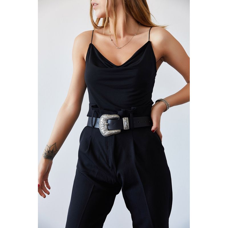 Fashion, accesorii si bijuterii - Femei - Imbracaminte femei - Camasi si bluze femei - Bluză femei Jumeon, 80% poliester, negru, 215XHN1120 - L - Infinity.ro