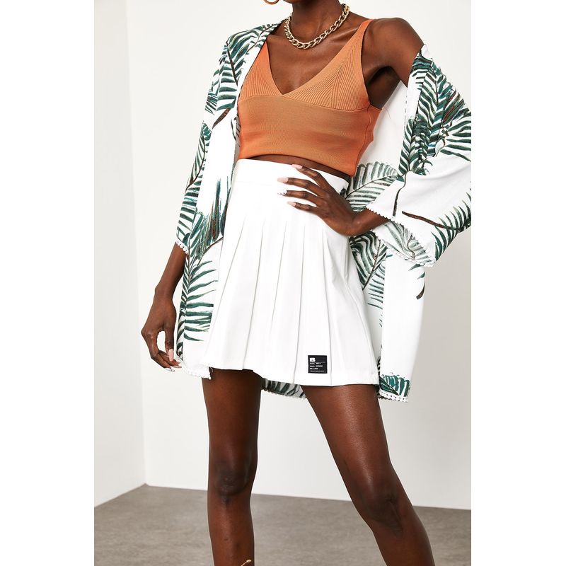 Fashion, accesorii si bijuterii - Femei - Imbracaminte femei - Camasi si bluze femei - Kimono Jumeon, 100% vâscoză, alb și verde, 215XHN1283 - L - Infinity.ro