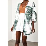 Fashion, accesorii si bijuterii - Femei - Imbracaminte femei - Camasi si bluze femei - Kimono Jumeon, 100% vâscoză, alb și verde, 215XHN1283 - L - Infinity.ro