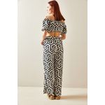 Fashion, accesorii si bijuterii - Femei - Imbracaminte femei - Costume si compleuri femei - Set kimono cu pantaloni Jumeon, 100% poliester, negru, 215XHN4844 - M - Infinity.ro