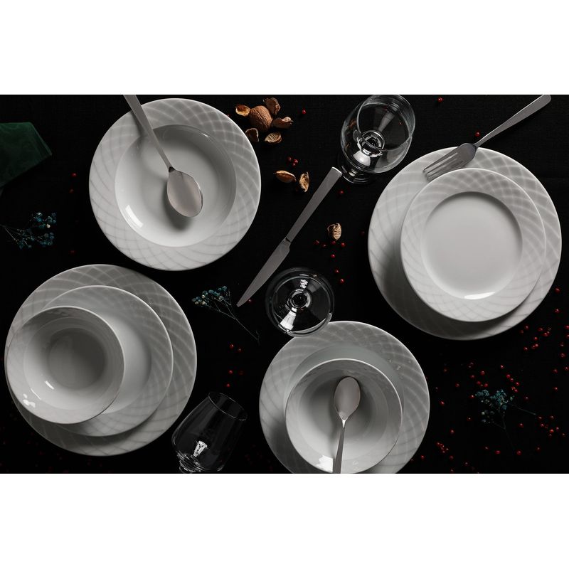 Casa si Gradina - Bucatarie si vesela - Vesela si tacamuri - Vesela pentru servire - Set veselă (24 bucăți) Hermia, porțelan, alb, 387GRP1138 - Infinity.ro