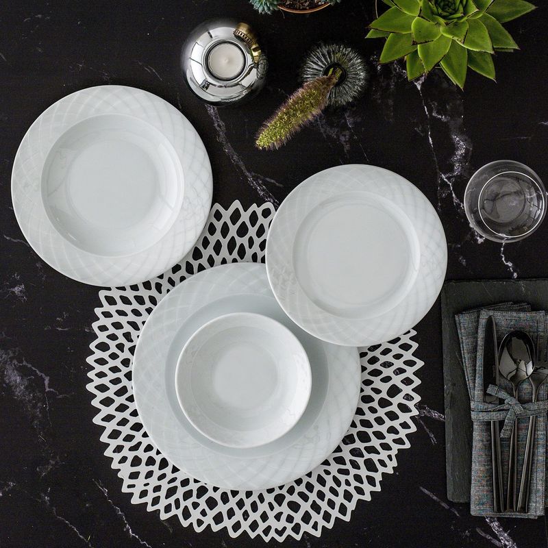 Casa si Gradina - Bucatarie si vesela - Vesela si tacamuri - Vesela pentru servire - Set veselă (24 bucăți) Hermia, porțelan, alb, 387GRP1138 - Infinity.ro