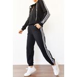 Fashion, accesorii si bijuterii - Femei - Imbracaminte femei - Costume si compleuri femei - Set pantaloni trening femei Jumeon, 70% bumbac și 30% poliester, negru, 215XHN1168 - L - Infinity.ro