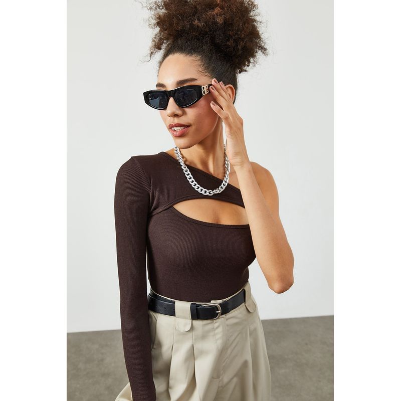 Fashion, accesorii si bijuterii - Femei - Imbracaminte femei - Camasi si bluze femei - Bluză femei Jumeon, 63% bumbac și 35% poliester, închis maro, 215XHN2238 - Infinity.ro