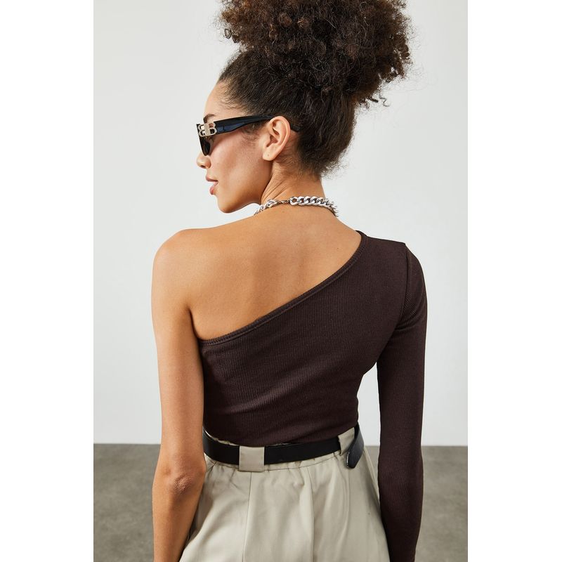 Fashion, accesorii si bijuterii - Femei - Imbracaminte femei - Camasi si bluze femei - Bluză femei Jumeon, 63% bumbac și 35% poliester, închis maro, 215XHN2238 - Infinity.ro
