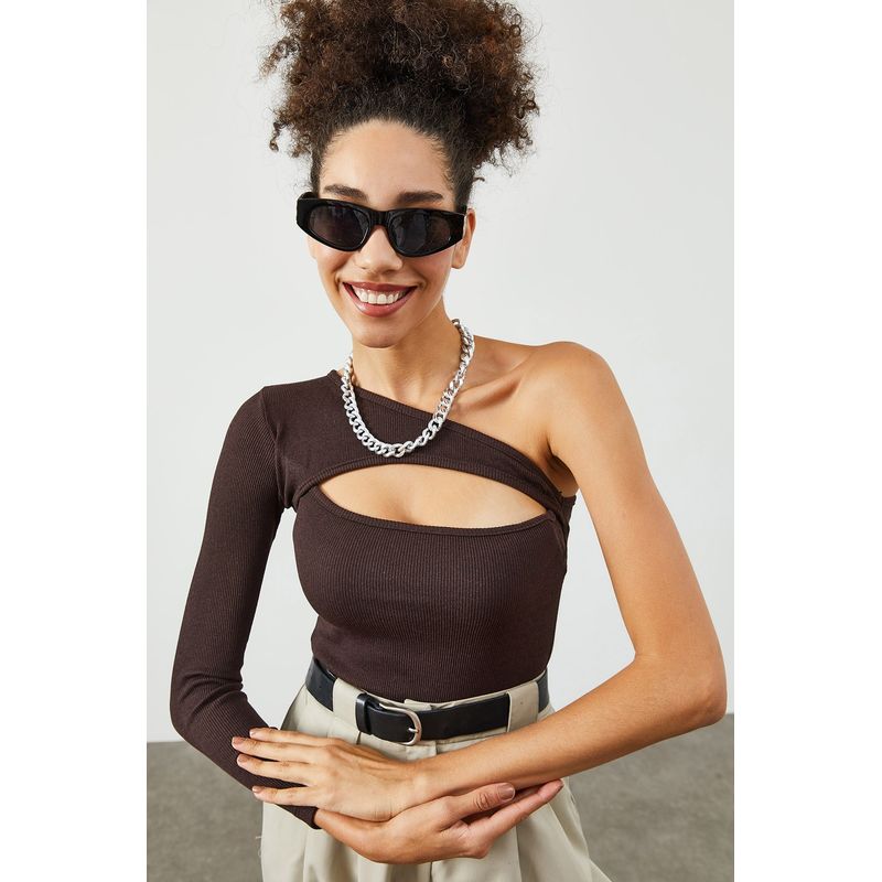 Fashion, accesorii si bijuterii - Femei - Imbracaminte femei - Camasi si bluze femei - Bluză femei Jumeon, 63% bumbac și 35% poliester, închis maro, 215XHN2238 - Infinity.ro