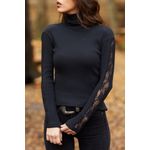 Fashion, accesorii si bijuterii - Femei - Imbracaminte femei - Camasi si bluze femei - Bluză femei Jumeon, 50% bumbac, negru, 215XHN4493 - S - Infinity.ro