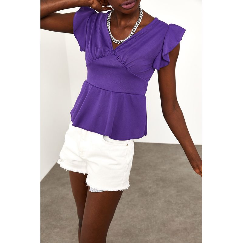 Fashion, accesorii si bijuterii - Femei - Imbracaminte femei - Camasi si bluze femei - Bluză femei Jumeon, 100% poliester, mov, 215XHN1244 - M - Infinity.ro