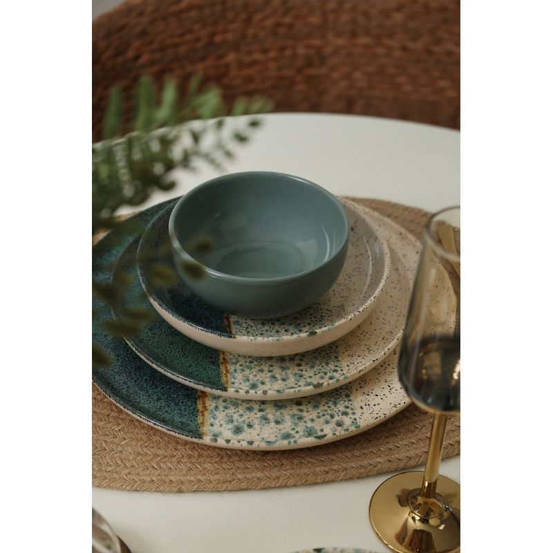 Casa si Gradina - Bucatarie si vesela - Vesela si tacamuri - Vesela pentru servire - Set veselă (24 bucăți) Hermia, ceramică vitrificată, verde și crem, 275KRM2413 - Infinity.ro