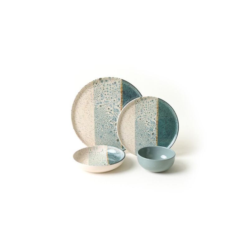 Casa si Gradina - Bucatarie si vesela - Vesela si tacamuri - Vesela pentru servire - Set veselă (24 bucăți) Hermia, ceramică vitrificată, verde și crem, 275KRM2413 - Infinity.ro