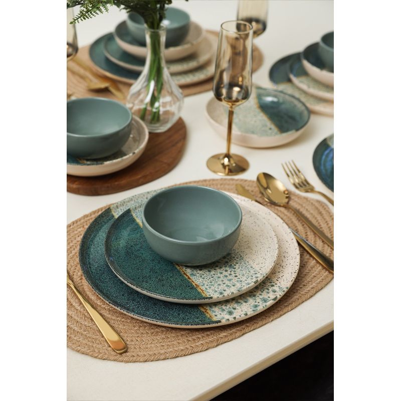 Casa si Gradina - Bucatarie si vesela - Vesela si tacamuri - Vesela pentru servire - Set veselă (24 bucăți) Hermia, ceramică vitrificată, verde și crem, 275KRM2413 - Infinity.ro