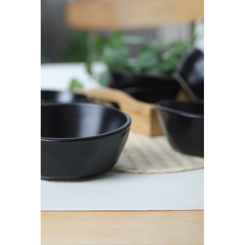 Casa si Gradina - Bucatarie si vesela - Vesela si tacamuri - Farfurii si boluri - Set boluri aperitiv (6 bucăți) Hermia, ceramică vitrificată, negru, 275KRM2429 - Infinity.ro