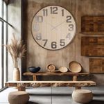 Casa si Gradina - Decoratiuni - Ceasuri - Ceas decorativ metal Wallxpert, MDF, 90 x 90 cm, lemn, 705RGL1117 - Infinity.ro