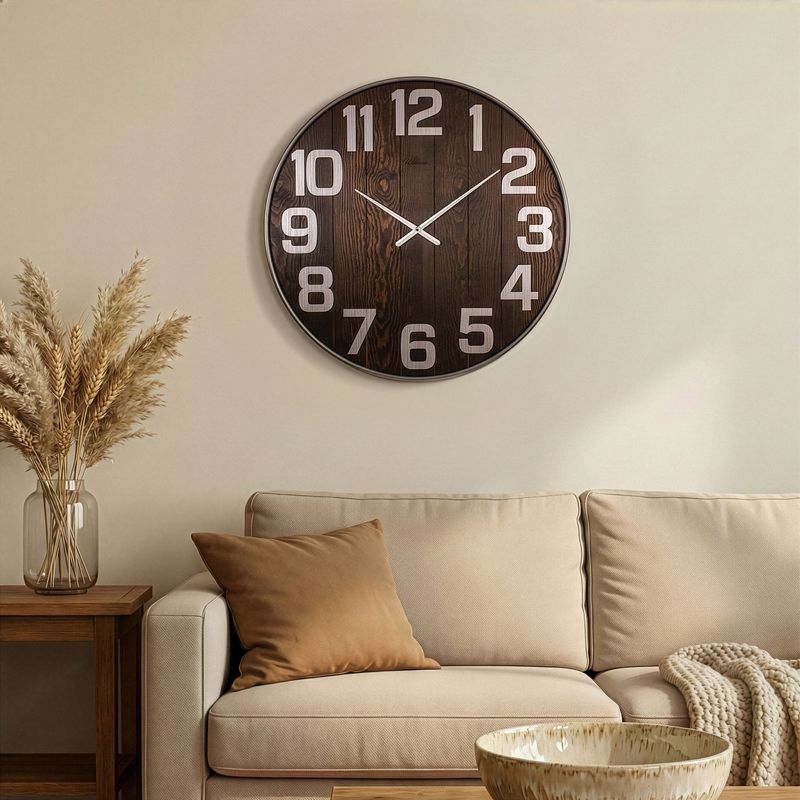 Casa si Gradina - Decoratiuni - Ceasuri - Ceas decorativ metal Wallxpert, MDF, 90 x 90 cm, nuc, 705RGL1118 - Infinity.ro