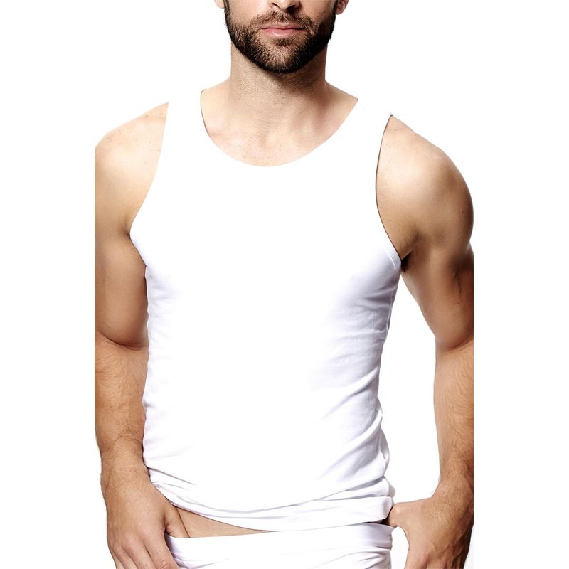 Fashion, accesorii si bijuterii - Barbati - Lenjerie si pijamale barbati - Lenjerie intima barbati - Maiou bărbați Jumeon, 100% bumbac, alb, 190MRE1153 - S - Infinity.ro