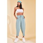 Fashion, accesorii si bijuterii - Femei - Imbracaminte femei - Pantaloni femei - Pantaloni femei Jumeon, 100% bumbac, mentă, 215XHN1942 - L - Infinity.ro