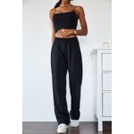 Fashion, accesorii si bijuterii - Femei - Imbracaminte femei - Pantaloni femei - Pantaloni trening femei Jumeon, 100% bumbac, negru, 215XHN1305 - L - Infinity.ro