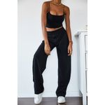 Fashion, accesorii si bijuterii - Femei - Imbracaminte femei - Pantaloni femei - Pantaloni trening femei Jumeon, 100% bumbac, negru, 215XHN1305 - L - Infinity.ro