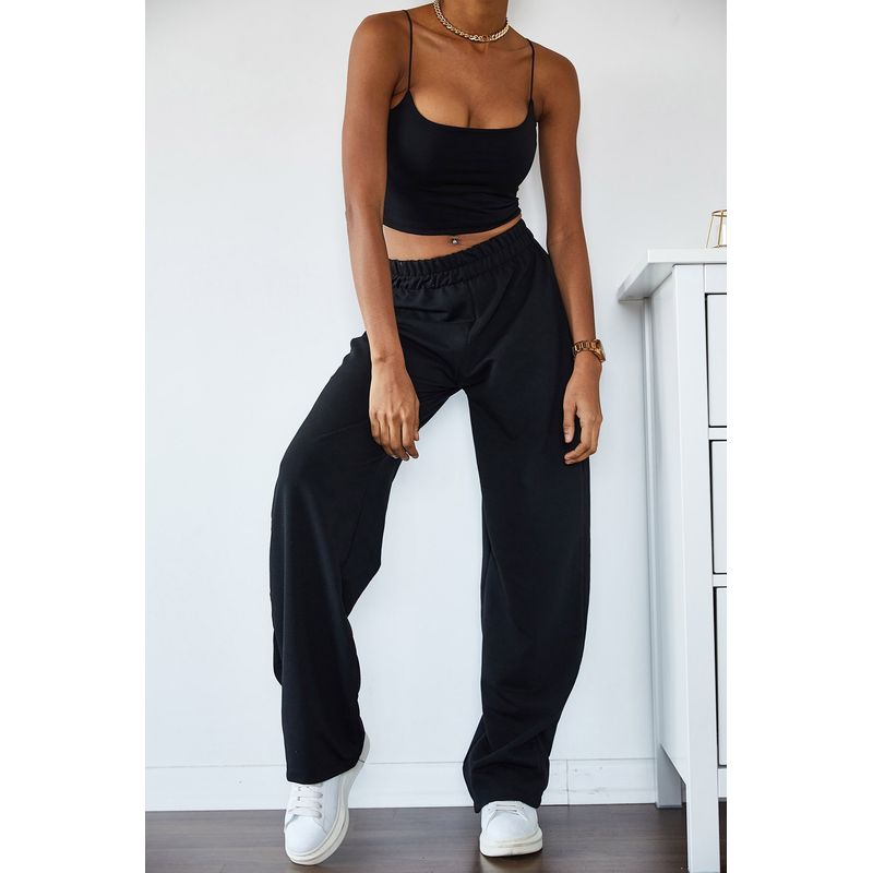 Fashion, accesorii si bijuterii - Femei - Imbracaminte femei - Pantaloni femei - Pantaloni trening femei Jumeon, 100% bumbac, negru, 215XHN1305 - L - Infinity.ro