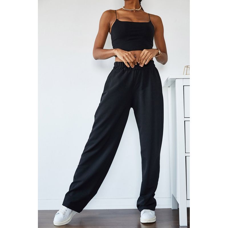 Fashion, accesorii si bijuterii - Femei - Imbracaminte femei - Pantaloni femei - Pantaloni trening femei Jumeon, 100% bumbac, negru, 215XHN1305 - L - Infinity.ro
