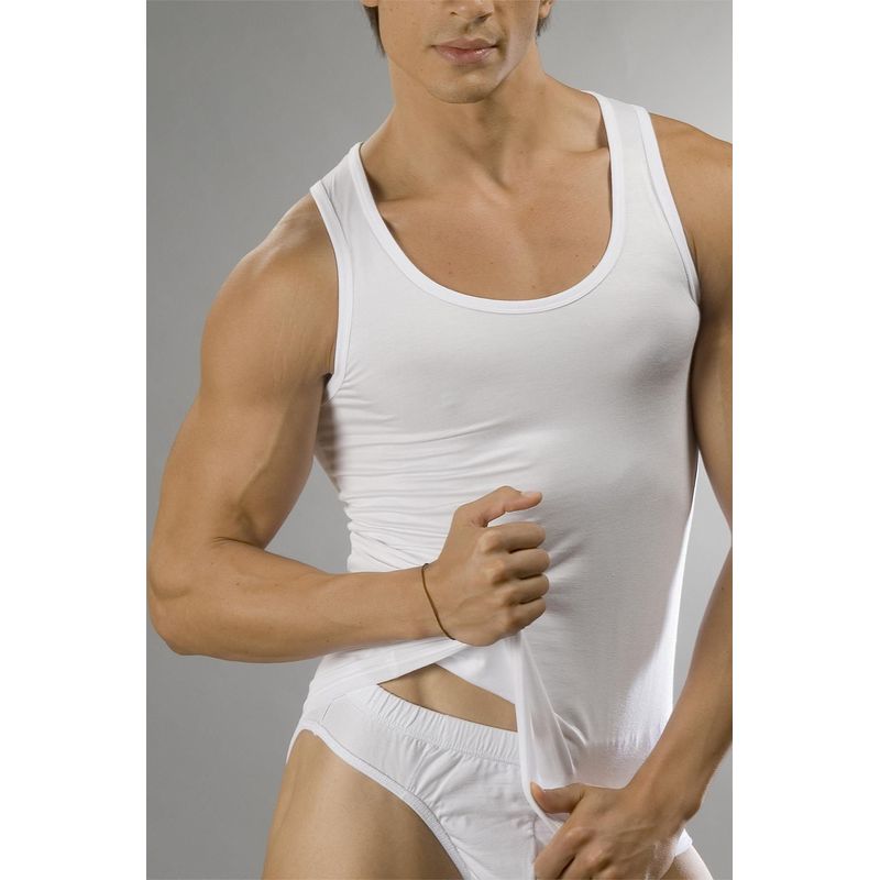 Fashion, accesorii si bijuterii - Barbati - Lenjerie si pijamale barbati - Lenjerie intima barbati - Maiou bărbați Jumeon, 100% bumbac, alb, 190MRE1145 - M - Infinity.ro