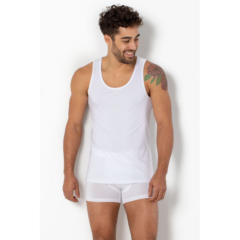 Fashion, accesorii si bijuterii - Barbati - Lenjerie si pijamale barbati - Lenjerie intima barbati - Maiou bărbați Jumeon, 50% bumbac, alb, 190MRE1148 - L - Infinity.ro