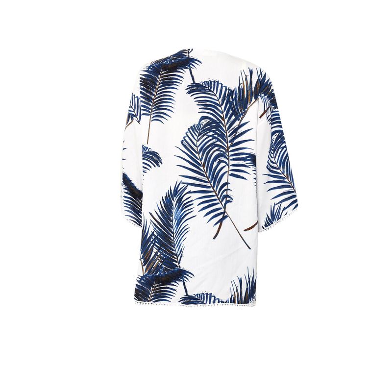 Fashion, accesorii si bijuterii - Femei - Imbracaminte femei - Camasi si bluze femei - Kimono Jumeon, 100% vâscoză, alb și albastru, 215XHN1282 - S - Infinity.ro