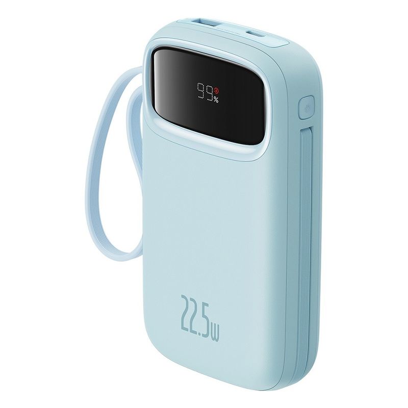 Laptop, Telefoane si Tablete - Telefoane mobile si accesorii - Accesorii Telefoane - Baterii externe - Acumulator extern Baseus Qpow2 Dual-Cablu Digital Display Fast Charge 10000mAh 22.5W Albastru + Cablu USB-C 0.3m - Infinity.ro