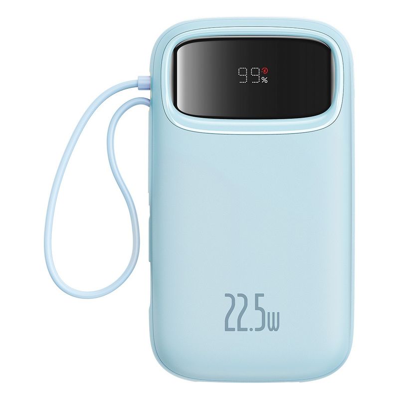 Laptop, Telefoane si Tablete - Telefoane mobile si accesorii - Accesorii Telefoane - Baterii externe - Acumulator extern Baseus Qpow2 Dual-Cablu Digital Display Fast Charge 10000mAh 22.5W Albastru + Cablu USB-C 0.3m - Infinity.ro