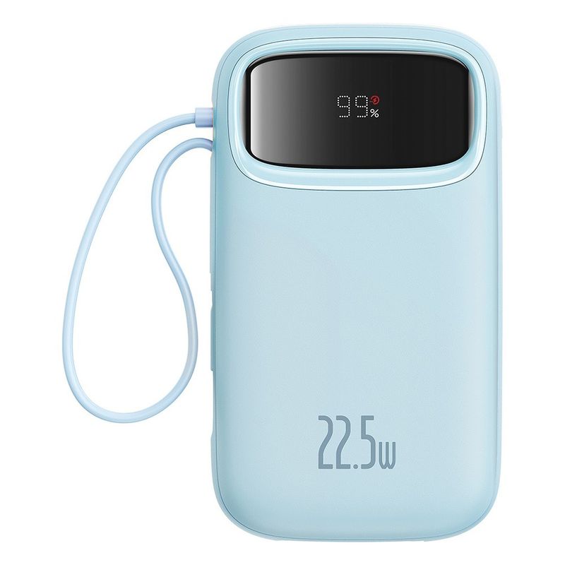 Laptop, Telefoane si Tablete - Telefoane mobile si accesorii - Accesorii Telefoane - Baterii externe - Acumulator extern Baseus Qpow2 Dual-Cablu Digital Display Fast Charge 10000mAh 22.5W Albastru + Cablu USB-C 0.3m - Infinity.ro