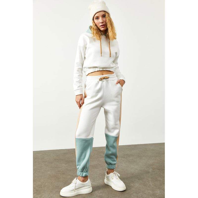 Fashion, accesorii si bijuterii - Femei - Imbracaminte femei - Costume si compleuri femei - Set pantaloni trening femei Jumeon, 70% bumbac și 30% poliester, alb, 215XHN1520 - 40 - Infinity.ro