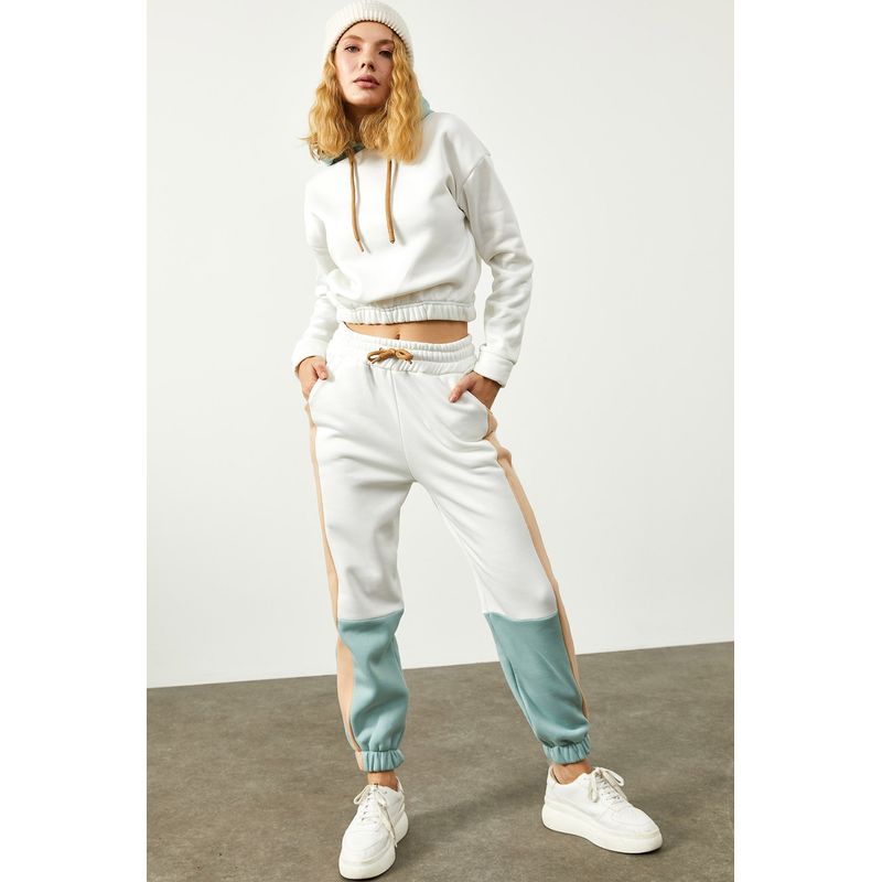 Fashion, accesorii si bijuterii - Femei - Imbracaminte femei - Costume si compleuri femei - Set pantaloni trening femei Jumeon, 70% bumbac și 30% poliester, alb, 215XHN1520 - 40 - Infinity.ro