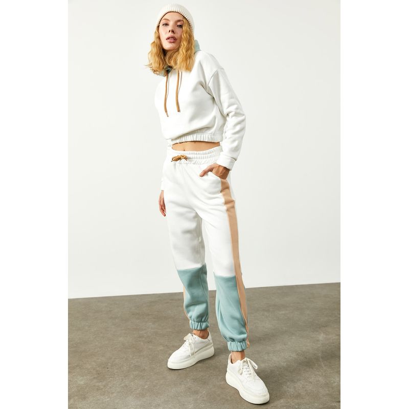 Fashion, accesorii si bijuterii - Femei - Imbracaminte femei - Costume si compleuri femei - Set pantaloni trening femei Jumeon, 70% bumbac și 30% poliester, alb, 215XHN1520 - 40 - Infinity.ro