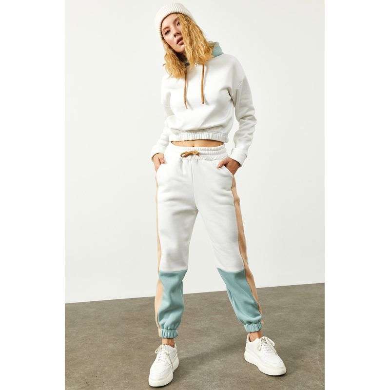 Fashion, accesorii si bijuterii - Femei - Imbracaminte femei - Costume si compleuri femei - Set pantaloni trening femei Jumeon, 70% bumbac și 30% poliester, alb, 215XHN1520 - 40 - Infinity.ro