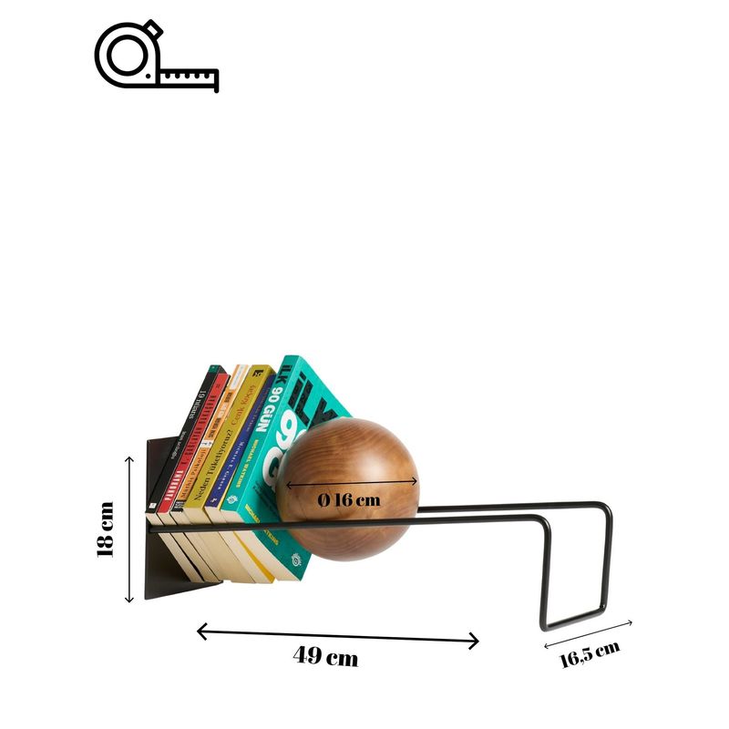 Carti si Birotica - Birotica - Accesorii de birou - Suporturi accesorii birou - Suport cărți Hanah Home, metal, 16.5 x 49 x 18 cm, negru, 438CTF1303 - Infinity.ro