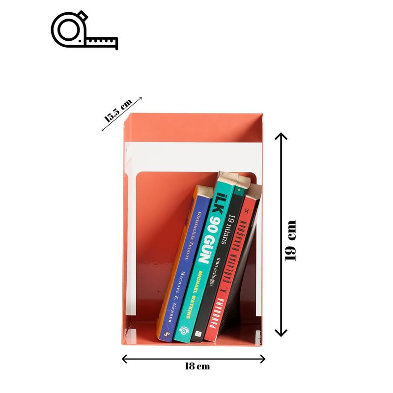 Carti si Birotica - Birotica - Accesorii de birou - Suporturi accesorii birou - Suport cărți Hanah Home, metal, 18 x 15.5 x 19 cm, somon, 438CTF1306 - Infinity.ro