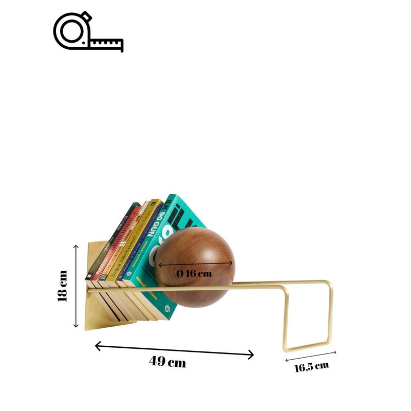 Carti si Birotica - Birotica - Accesorii de birou - Suporturi accesorii birou - Suport cărți Hanah Home, metal, 16.5 x 49 x 18 cm, antichizat auriu, 438CTF1301 - Infinity.ro