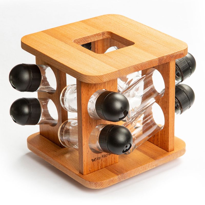 Casa si Gradina - Bucatarie si vesela - Organizare si depozitare bucatarie - Borcane si capace - Set borcane condimente (9 bucăți) Hermia, lemn, 3.5 x 3.5 x 15 cm, natural, 949FRB1249 - Infinity.ro
