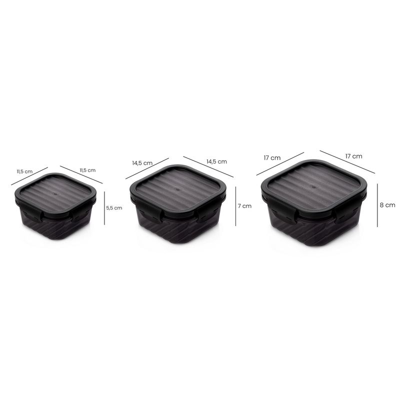 Casa si Gradina - Bucatarie si vesela - Organizare si depozitare bucatarie - Cutii alimentare - Set cutii depozitare (6 bucăți) Hermia, plastic, 17 x 17 x 8 cm, antracit, 318QUX1117 - Infinity.ro