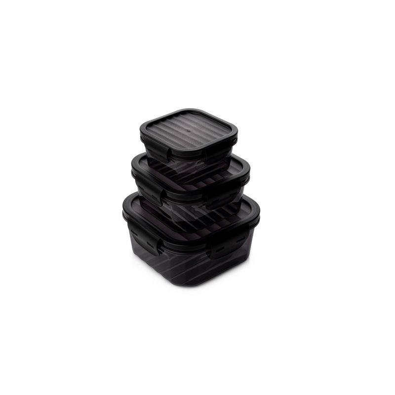 Casa si Gradina - Bucatarie si vesela - Organizare si depozitare bucatarie - Cutii alimentare - Set cutii depozitare (6 bucăți) Hermia, plastic, 17 x 17 x 8 cm, antracit, 318QUX1117 - Infinity.ro