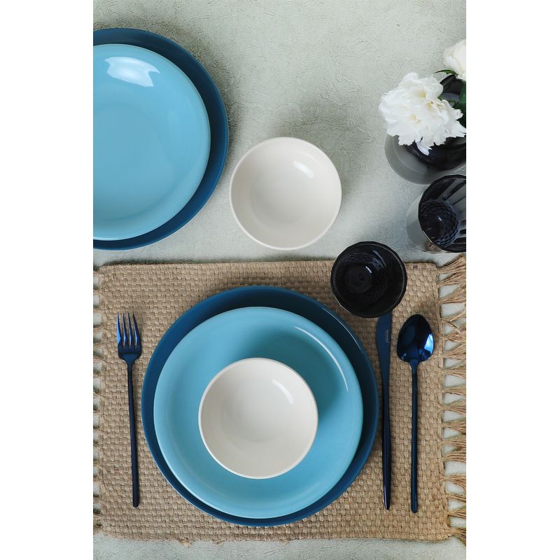 Casa si Gradina - Bucatarie si vesela - Vesela si tacamuri - Farfurii si boluri - Set veselă ceramică (18 bucăți) Hermia, ceramică, albastru și alb, 275KRM1969 - Infinity.ro