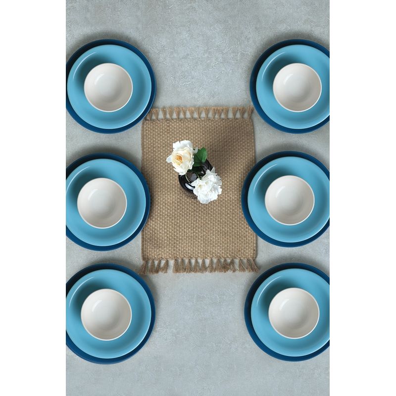 Casa si Gradina - Bucatarie si vesela - Vesela si tacamuri - Farfurii si boluri - Set veselă ceramică (18 bucăți) Hermia, ceramică, albastru și alb, 275KRM1969 - Infinity.ro