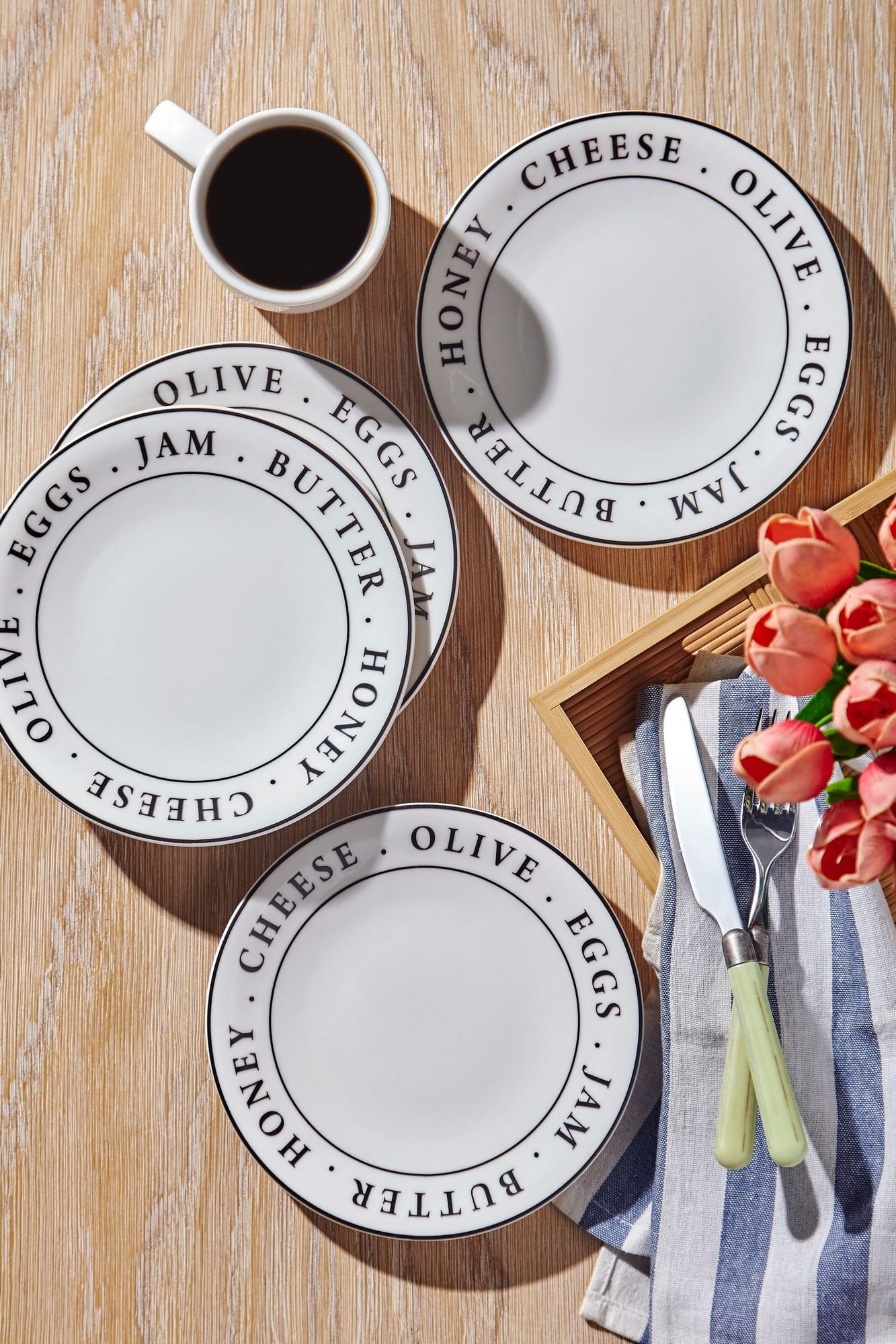 Set servire tort (4 bucati) Hermia, portelan, 21 x 21 x 2 cm, alb, 710KTP3733