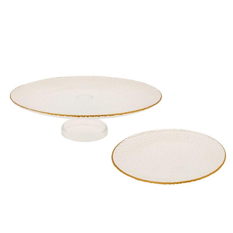 Casa si Gradina - Bucatarie si vesela - Vesela si tacamuri - Vesela desert - Set farfurii desert (7 bucăți) Hermia, sticlă, auriu, 216KRC1190 - Infinity.ro