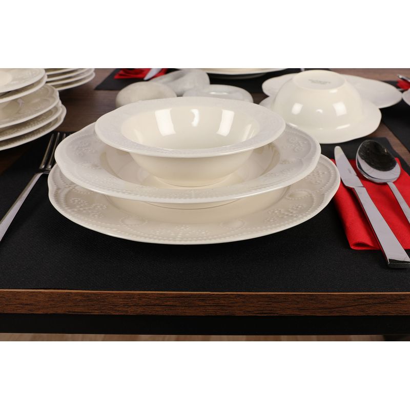 Casa si Gradina - Bucatarie si vesela - Vesela si tacamuri - Vesela pentru servire - Set veselă (24 bucăți) Hermia, porțelan, crem, 710KTP2437 - Infinity.ro
