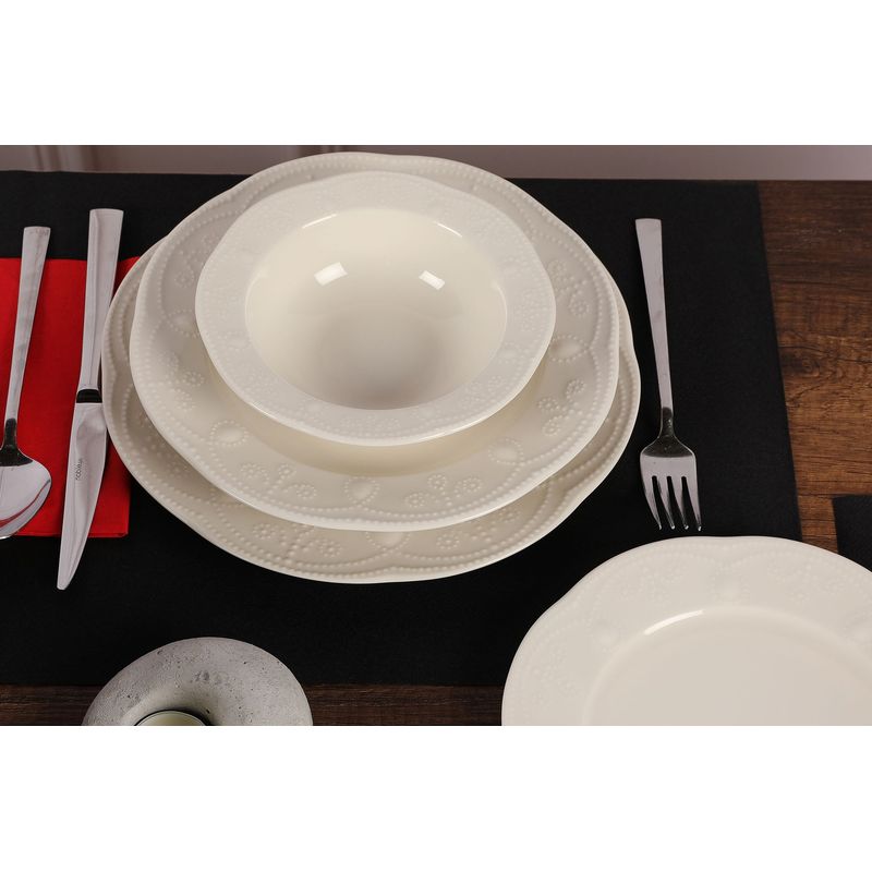 Casa si Gradina - Bucatarie si vesela - Vesela si tacamuri - Vesela pentru servire - Set veselă (24 bucăți) Hermia, porțelan, crem, 710KTP2437 - Infinity.ro