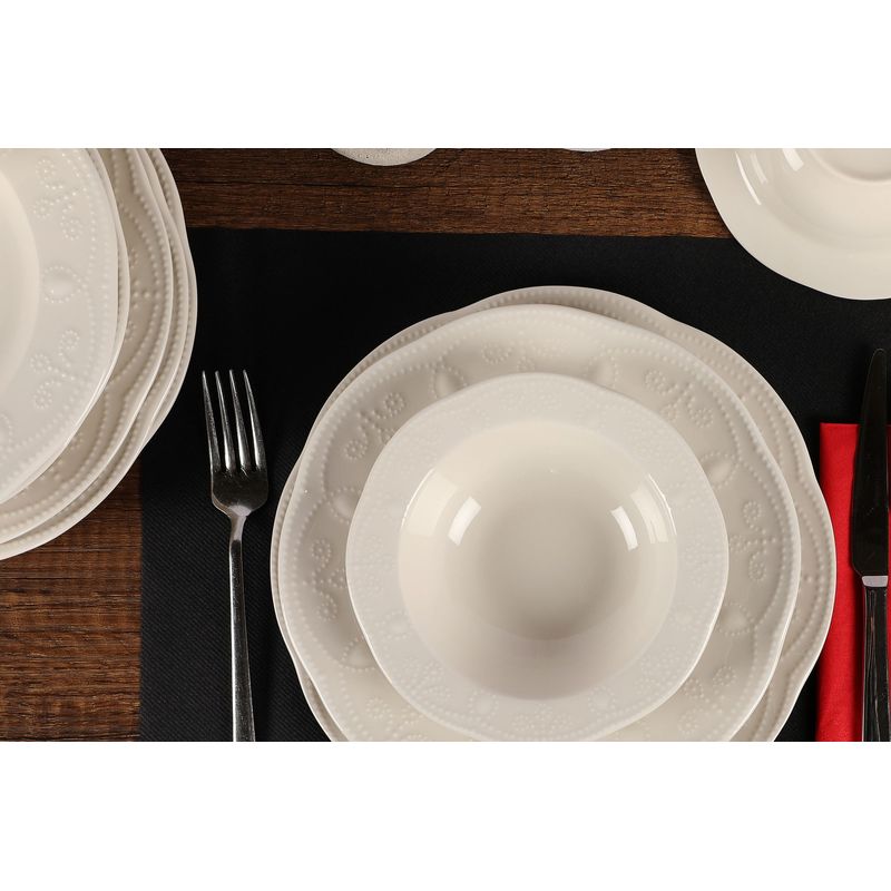 Casa si Gradina - Bucatarie si vesela - Vesela si tacamuri - Vesela pentru servire - Set veselă (24 bucăți) Hermia, porțelan, crem, 710KTP2437 - Infinity.ro